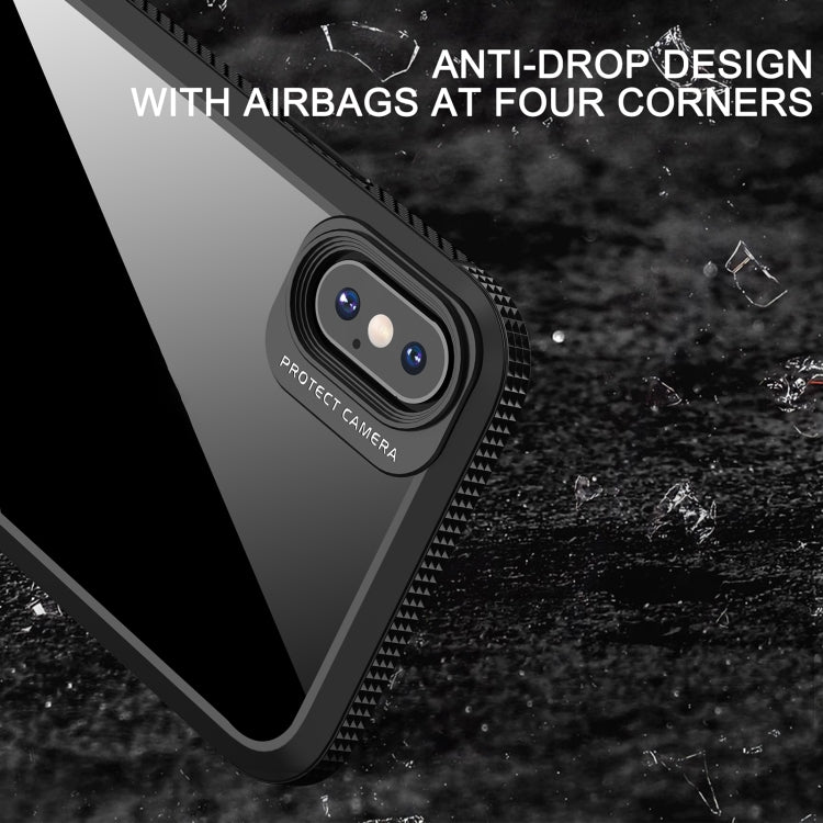 MG Series Carbon Fiber TPU + Clear PC Four-corner Airbag Shockproof Case, For iPhone X / XS, For iPhone XS Max, For iPhone XR