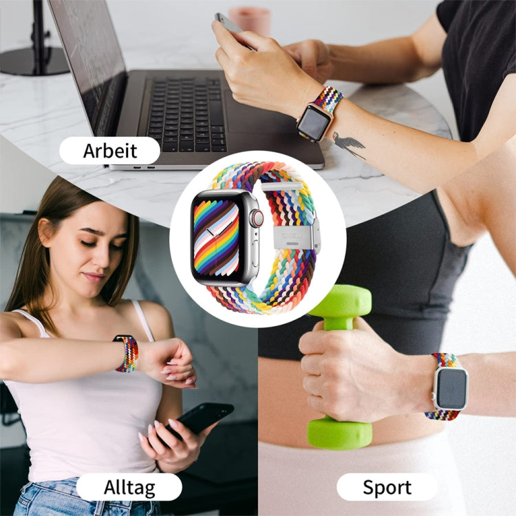 Nylon Braid One Buckle Replacement Watchband For Apple Watch Series, 7 41mm / 6&SE&5&4 40mm / 3&2&1 38mm
