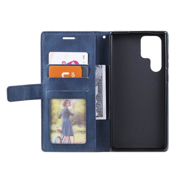 Skin Feel Splicing Horizontal Flip Leather Phone Case, For Samsung Galaxy S22 Ultra 5G