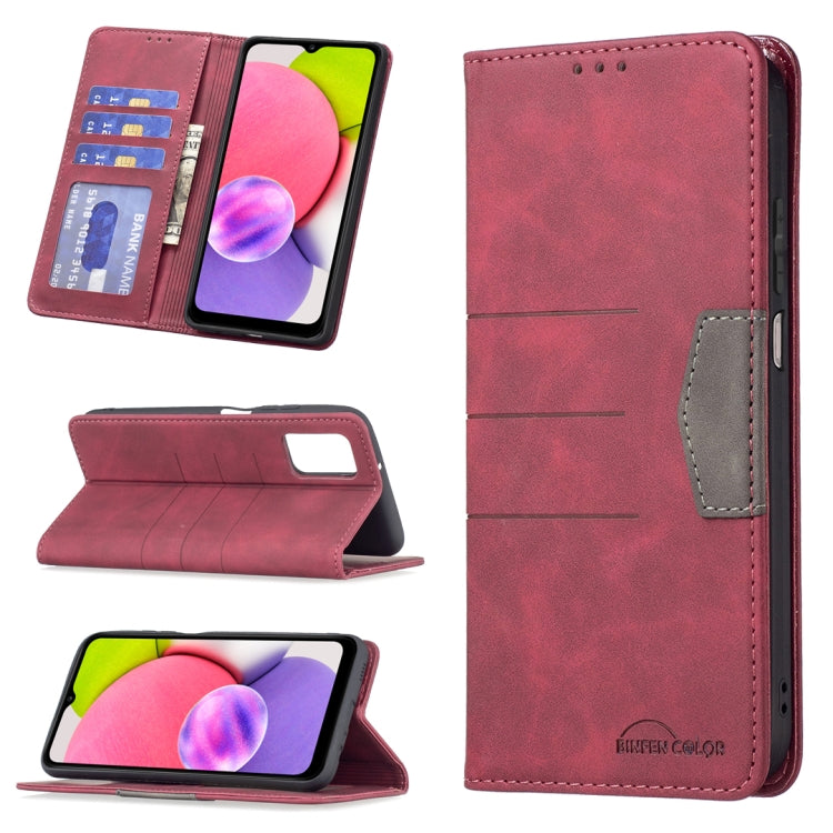 Magnetic Splicing Leather Phone Case, For Samsung Galaxy A02, For Samsung Galaxy A03s 164 Version, For Samsung Galaxy A03s 166 Version, For Samsung Galaxy A11, For Samsung Galaxy A13 5G, For Samsung Galaxy A21
