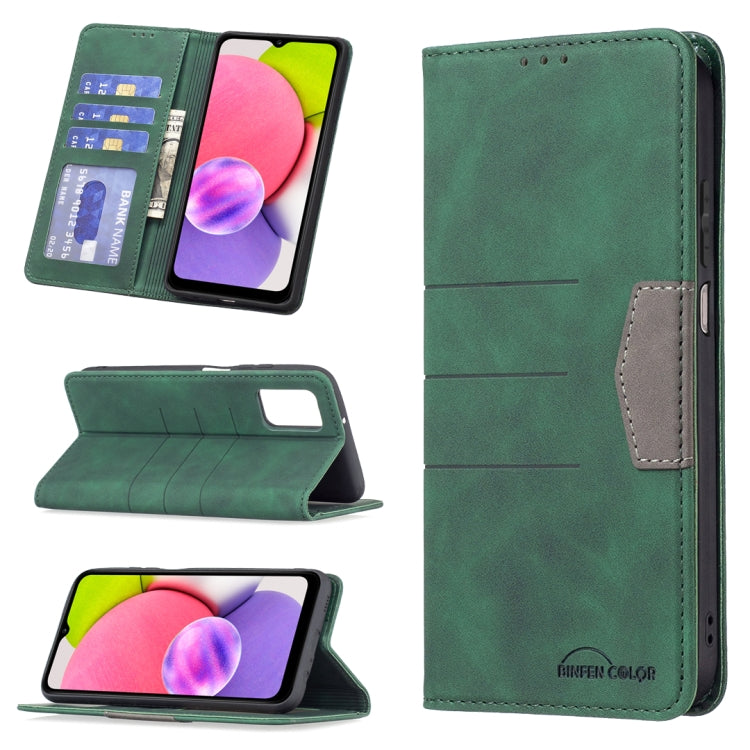 Magnetic Splicing Leather Phone Case, For Samsung Galaxy A02, For Samsung Galaxy A03s 164 Version, For Samsung Galaxy A03s 166 Version, For Samsung Galaxy A11, For Samsung Galaxy A13 5G, For Samsung Galaxy A21