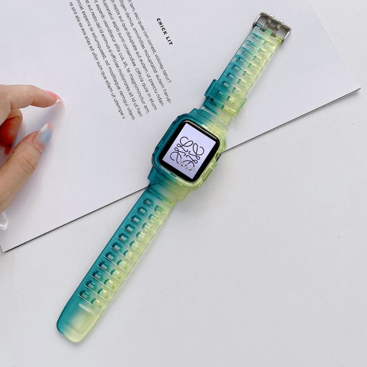 Jelly Gradient Transparent TPU Strap Watchband For Apple Watch Series, 7 41mm / 6&SE&5&4 40mm / 3&2&1 38mm, 7 45mm / 6&SE&5&4 44mm / 3&2&1 42mm