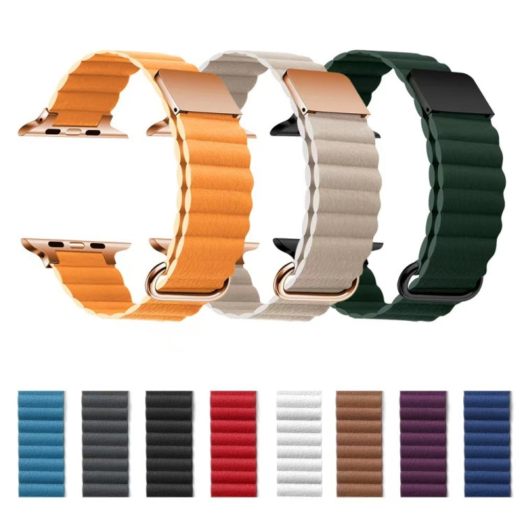 Magnetic Leather Strap Watchband For Apple Watch Series, 7 41mm / 6&SE&5&4 40mm / 3&2&1 38mm, 7 45mm / 6&SE&5&4 44mm / 3&2&1 42mm