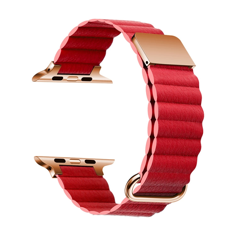 Magnetic Leather Strap Watchband For Apple Watch Series, 7 41mm / 6&SE&5&4 40mm / 3&2&1 38mm, 7 45mm / 6&SE&5&4 44mm / 3&2&1 42mm