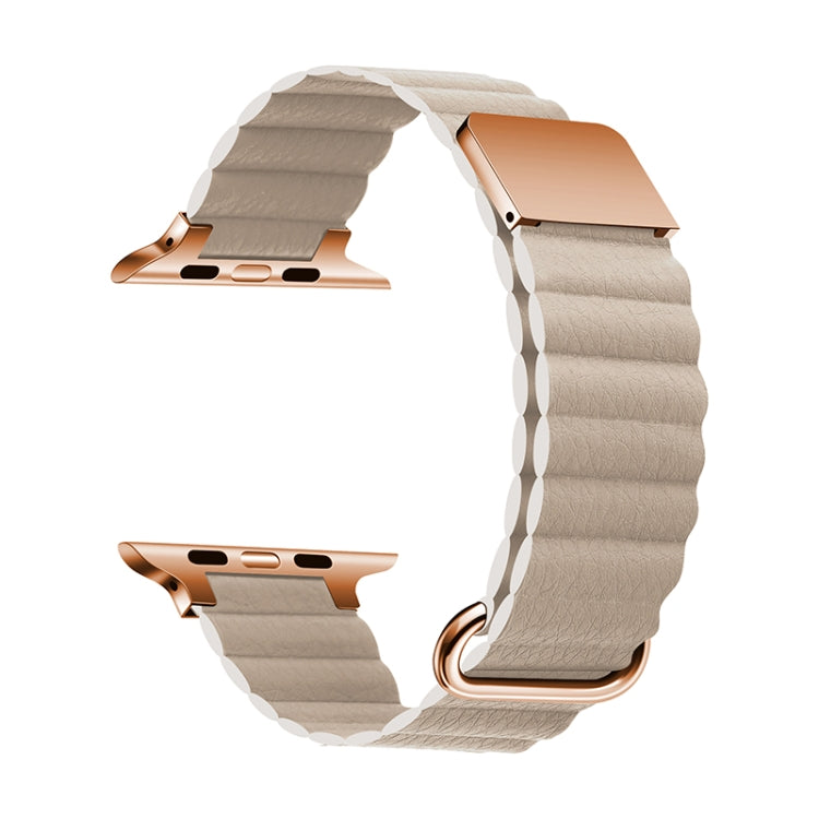 Magnetic Leather Strap Watchband For Apple Watch Series, 7 41mm / 6&SE&5&4 40mm / 3&2&1 38mm, 7 45mm / 6&SE&5&4 44mm / 3&2&1 42mm