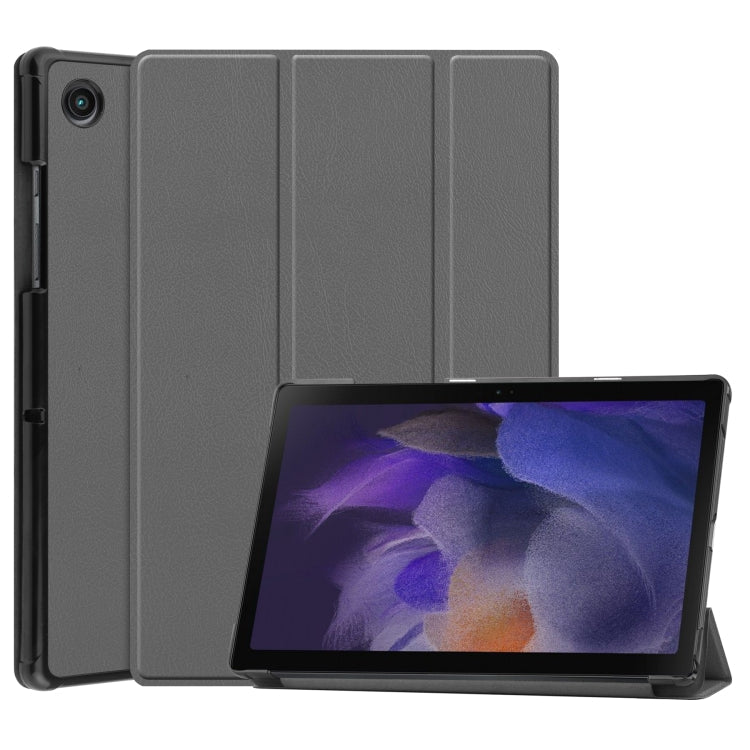 Three-folding Holder Custer Texture Leather Tablet Case, For Samsung Galaxy Tab A8 2021
