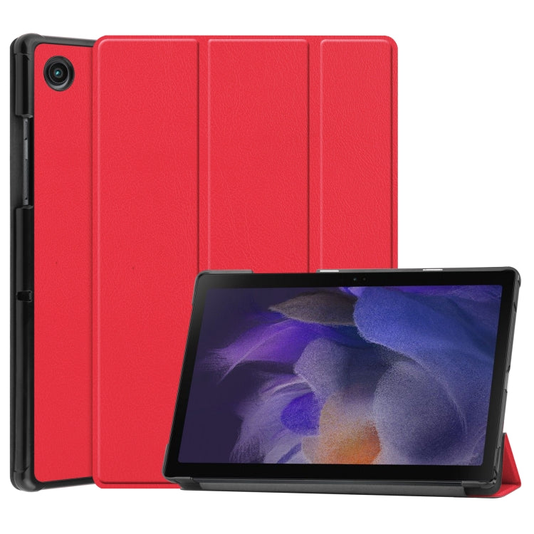 Three-folding Holder Custer Texture Leather Tablet Case, For Samsung Galaxy Tab A8 2021