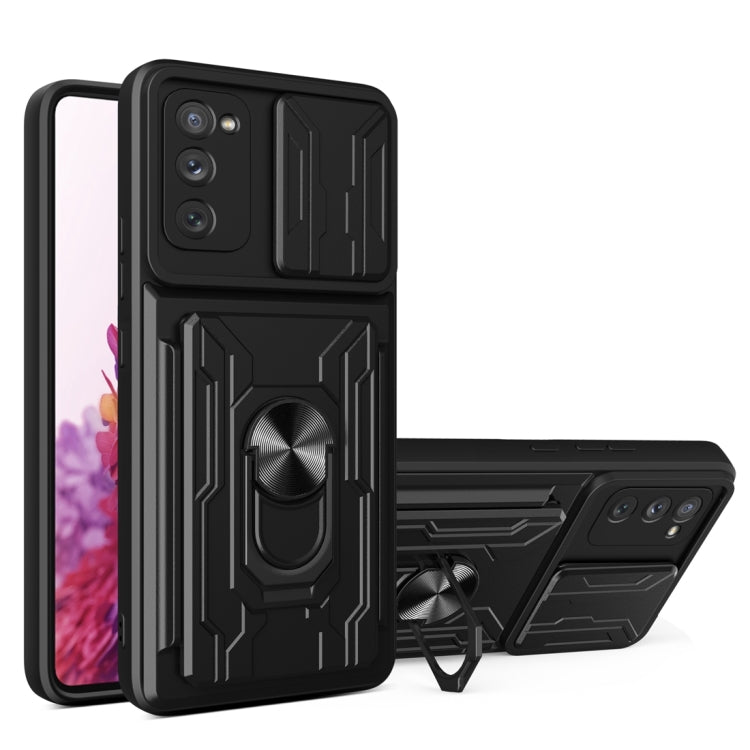 Camera Cover Phone Case with Card Slot & Holder, For Samsung Galaxy A02 / M02, For Samsung Galaxy A32, For Samsung Galaxy S20 FE