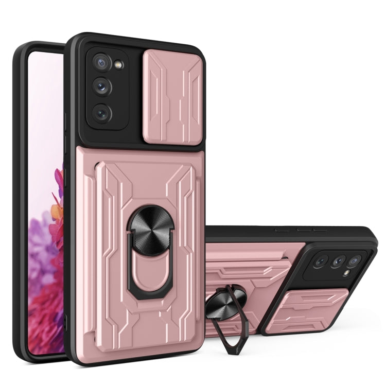 Camera Cover Phone Case with Card Slot & Holder, For Samsung Galaxy A02 / M02, For Samsung Galaxy A32, For Samsung Galaxy S20 FE