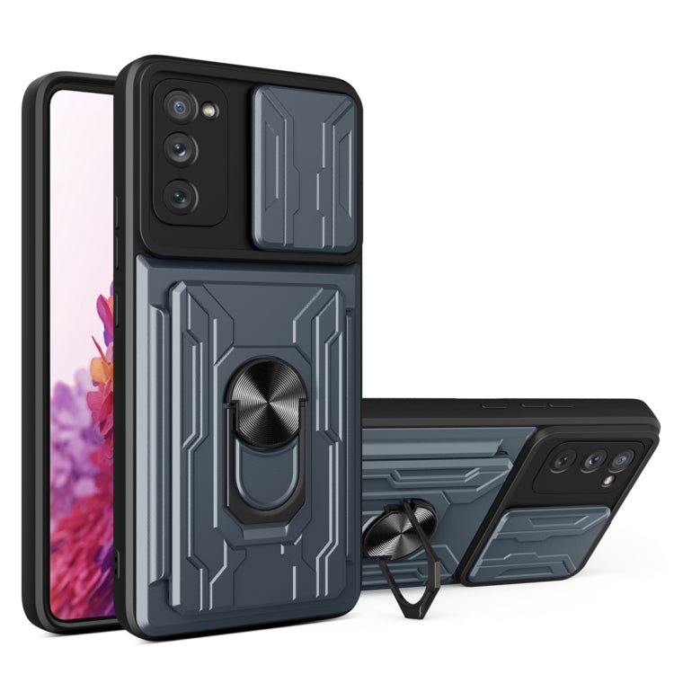 Camera Cover Phone Case with Card Slot & Holder, For Samsung Galaxy A02 / M02, For Samsung Galaxy A32, For Samsung Galaxy S20 FE