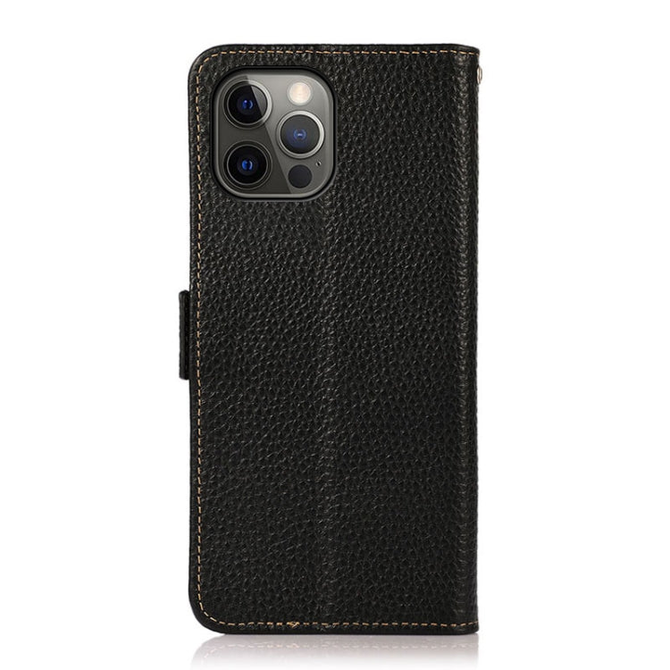 KHAZNEH Side-Magnetic Litchi Genuine Leather RFID Case, For iPhone 12 Pro Max, For iPhone 11, For iPhone 11 Pro, For iPhone 11 Pro Max