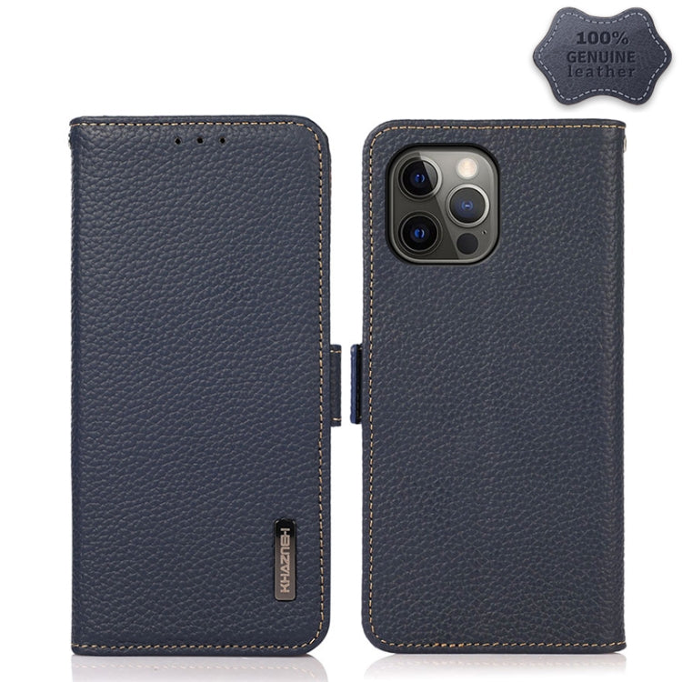 KHAZNEH Side-Magnetic Litchi Genuine Leather RFID Case, For iPhone 12 Pro Max, For iPhone 11, For iPhone 11 Pro, For iPhone 11 Pro Max