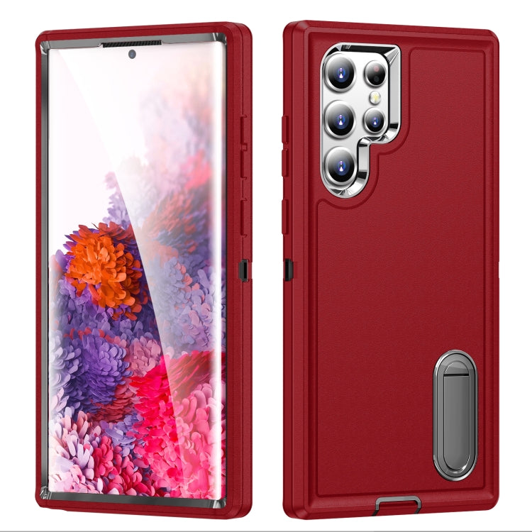 3 in 1 Rugged Holder Phone Case, For Samsung Galaxy S22 5G, For Samsung Galaxy S22+ 5G, For Samsung Galaxy S22 Ultra 5G