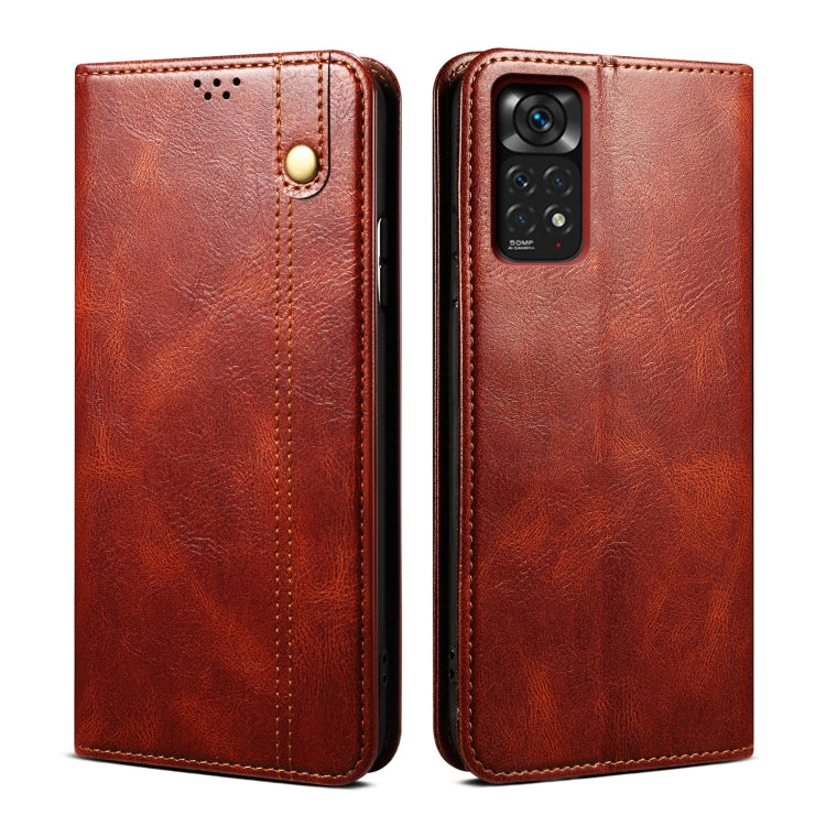 Oil Wax Crazy Horse Texture Leather Phone Case, For Xiaomi Redmi Note 11S / Note 11 Foreign Version