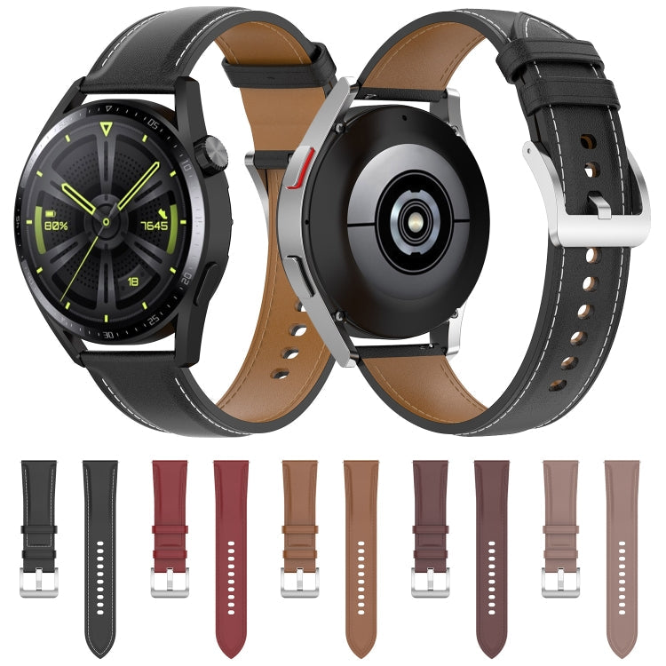 20mm Genuine Leather Watch Strap for Samsung Galaxy Watch4/Watch3 41mm/Active2/Huawei/Gaming Watch etc.
