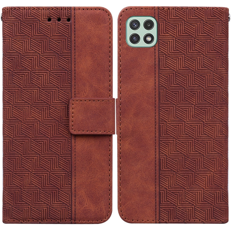 Geometric Embossed Leather Phone Case, For Samsung Galaxy A22 5G, For Samsung Galaxy A03 164mm, For Samsung Galaxy A03 166mm, For Samsung Galaxy A03 Core