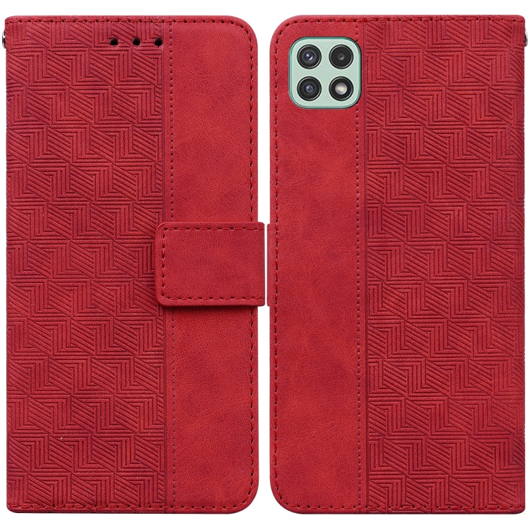 Geometric Embossed Leather Phone Case, For Samsung Galaxy A22 5G, For Samsung Galaxy A03 164mm, For Samsung Galaxy A03 166mm, For Samsung Galaxy A03 Core