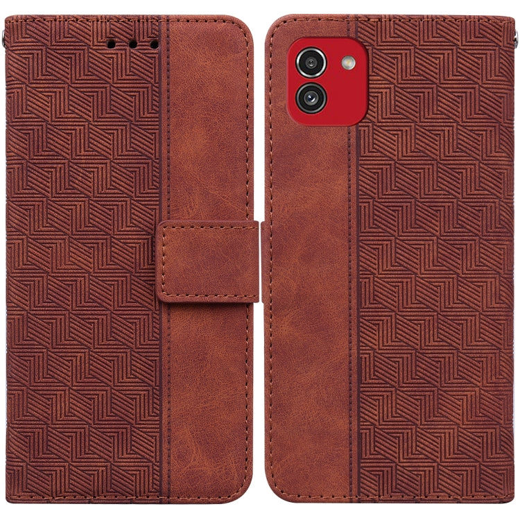 Geometric Embossed Leather Phone Case, For Samsung Galaxy A22 5G, For Samsung Galaxy A03 164mm, For Samsung Galaxy A03 166mm, For Samsung Galaxy A03 Core