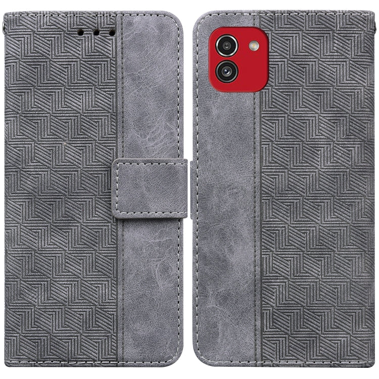 Geometric Embossed Leather Phone Case, For Samsung Galaxy A22 5G, For Samsung Galaxy A03 164mm, For Samsung Galaxy A03 166mm, For Samsung Galaxy A03 Core