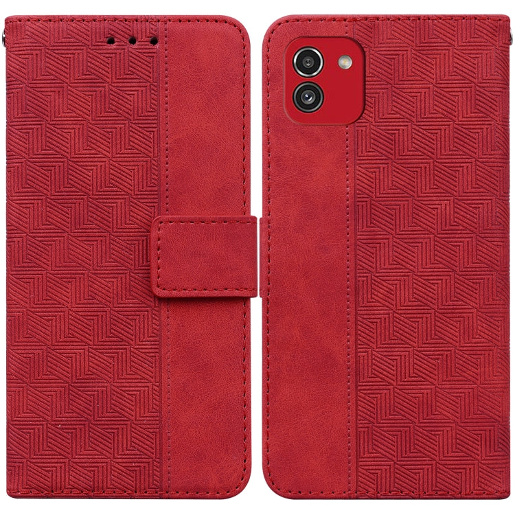 Geometric Embossed Leather Phone Case, For Samsung Galaxy A22 5G, For Samsung Galaxy A03 164mm, For Samsung Galaxy A03 166mm, For Samsung Galaxy A03 Core