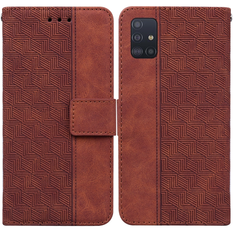 Geometric Embossed Leather Phone Case, For Samsung Galaxy M42 5G, For Samsung Galaxy A51, For Samsung Galaxy A51 5G, For Samsung Galaxy A52 4G / 5G
