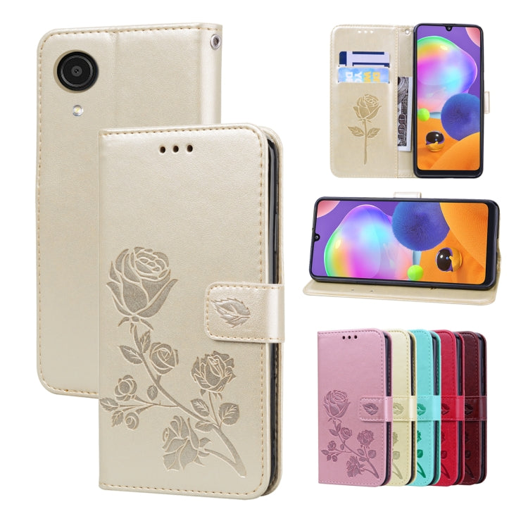 Rose Embossed Leather Phone Case, For Samsung Galaxy A03 Core, For Samsung Galaxy A03s 164mm, For Samsung Galaxy A03 164mm, For Samsung Galaxy A33 5G
