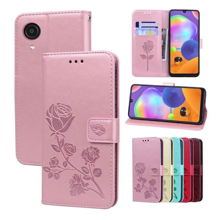 Rose Embossed Leather Phone Case, For Samsung Galaxy A03 Core, For Samsung Galaxy A03s 164mm, For Samsung Galaxy A03 164mm, For Samsung Galaxy A33 5G