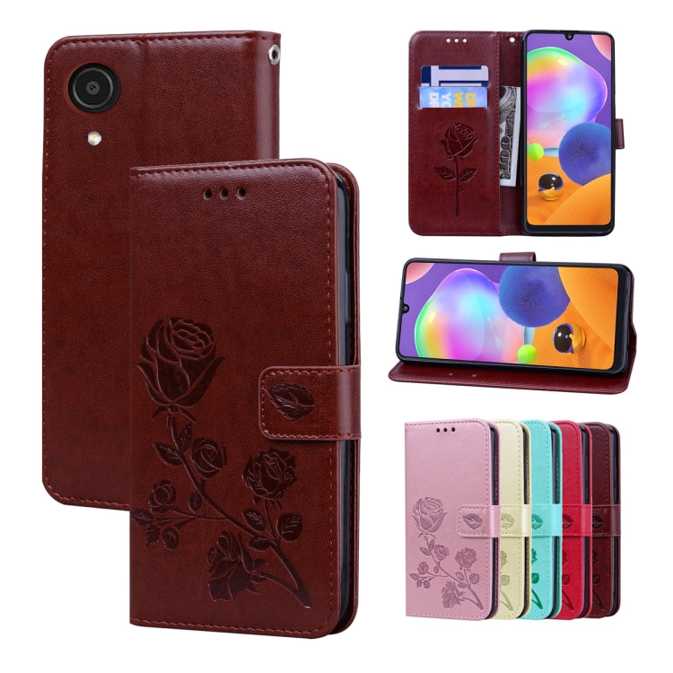 Rose Embossed Leather Phone Case, For Samsung Galaxy A03 Core, For Samsung Galaxy A03s 164mm, For Samsung Galaxy A03 164mm, For Samsung Galaxy A33 5G
