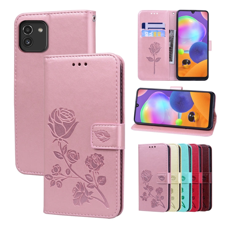 Rose Embossed Leather Phone Case, For Samsung Galaxy A03 Core, For Samsung Galaxy A03s 164mm, For Samsung Galaxy A03 164mm, For Samsung Galaxy A33 5G