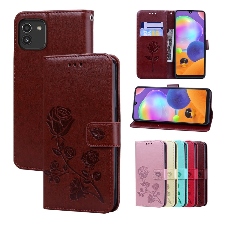 Rose Embossed Leather Phone Case, For Samsung Galaxy A03 Core, For Samsung Galaxy A03s 164mm, For Samsung Galaxy A03 164mm, For Samsung Galaxy A33 5G