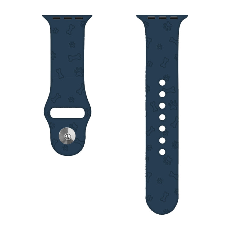 Dog Paw Embossing Silicone Watchband For Apple Watch Series, 7 41mm / 6&SE&5&4 40mm / 3&2&1 38mm, 7 45mm / 6&SE&5&4 44mm / 3&2&1 42mm