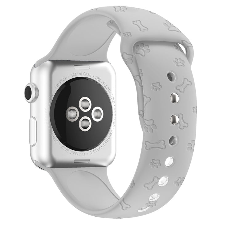 Dog Paw Embossing Silicone Watchband For Apple Watch Series, 7 41mm / 6&SE&5&4 40mm / 3&2&1 38mm, 7 45mm / 6&SE&5&4 44mm / 3&2&1 42mm