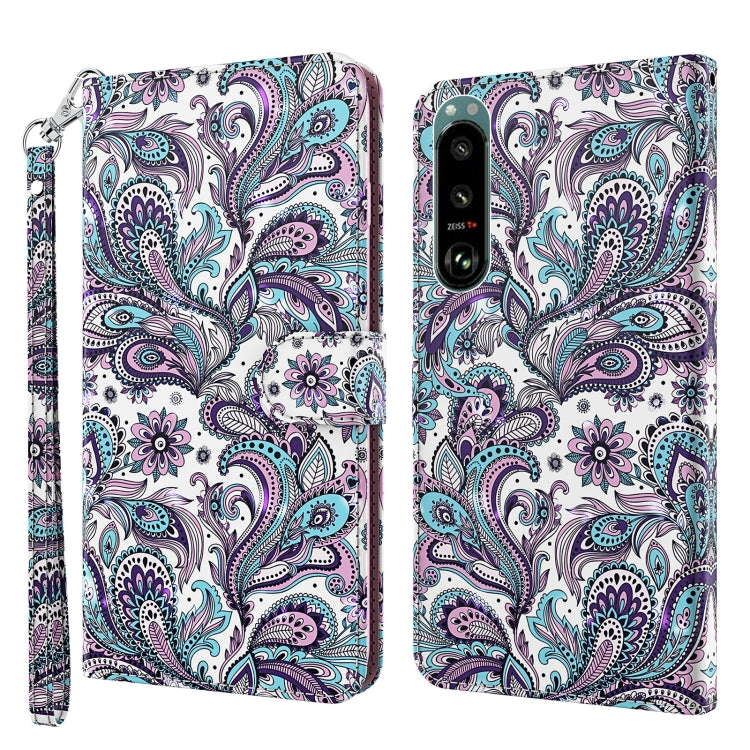 3D Painting Pattern TPU + PU Leather Phone Case, For Sony Xperia 5 II, For Sony Xperia 10 II