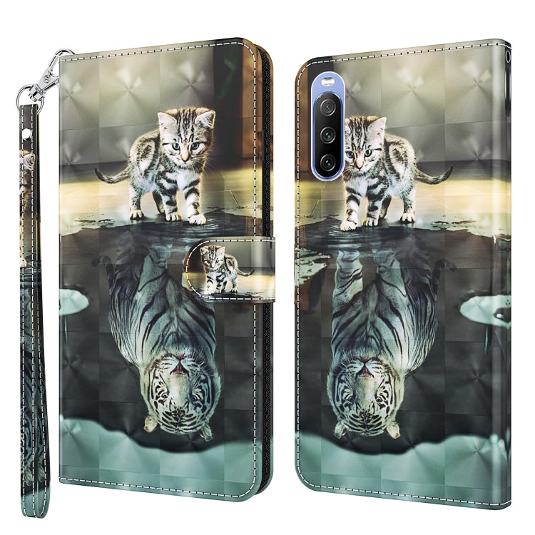 3D Painting Pattern TPU + PU Leather Phone Case, For Sony Xperia 5 II, For Sony Xperia 10 II