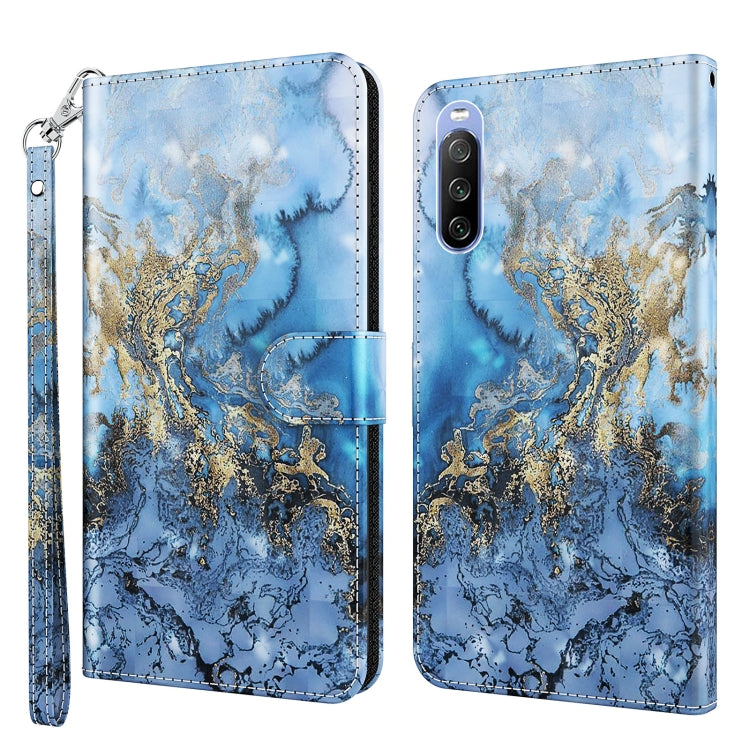 3D Painting Pattern TPU + PU Leather Phone Case, For Sony Xperia 5 II, For Sony Xperia 10 II