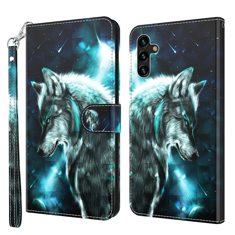 3D Painting Pattern TPU + PU Leather Phone Case, For Samsung Galaxy A03s 166mm, For Samsung Galaxy A13 5G