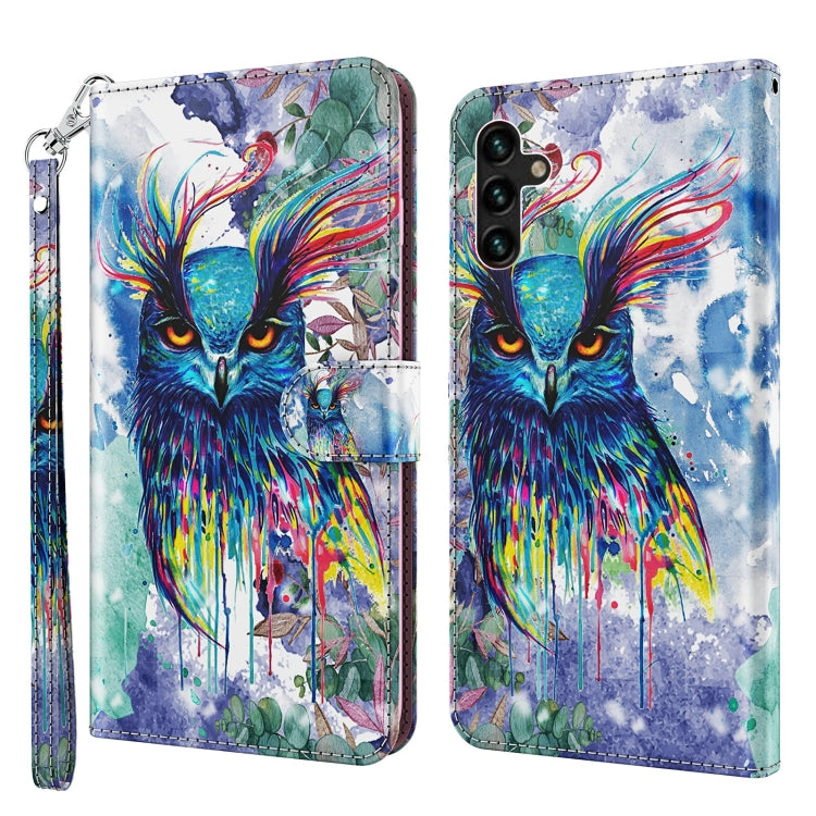 3D Painting Pattern TPU + PU Leather Phone Case, For Samsung Galaxy A03s 166mm, For Samsung Galaxy A13 5G