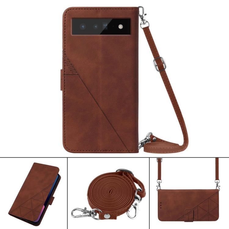 Crossbody 3D Embossed Flip Leather Phone Case, For Google Pixel 6 Pro