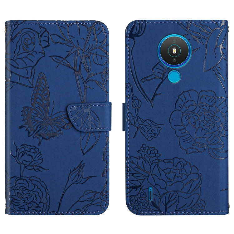 Skin Feel Butterfly Peony Embossed Leather Phone Case, For Nokia 1.4, For Nokia 2.4, For Nokia 5.4, For Nokia C01 Plus