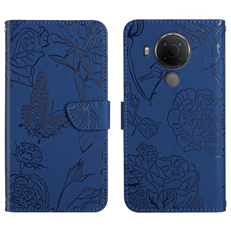 Skin Feel Butterfly Peony Embossed Leather Phone Case, For Nokia 1.4, For Nokia 2.4, For Nokia 5.4, For Nokia C01 Plus