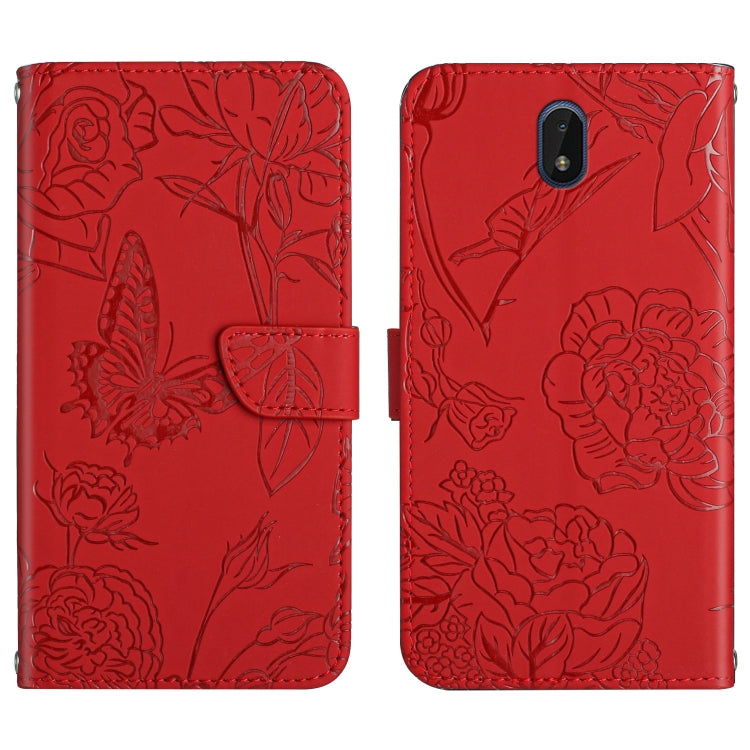 Skin Feel Butterfly Peony Embossed Leather Phone Case, For Nokia 1.4, For Nokia 2.4, For Nokia 5.4, For Nokia C01 Plus