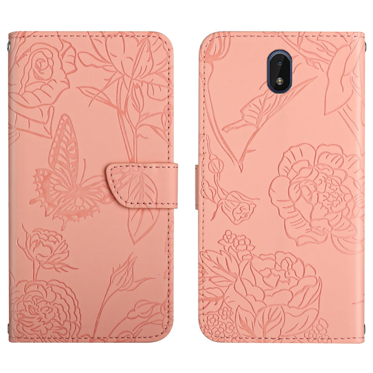 Skin Feel Butterfly Peony Embossed Leather Phone Case, For Nokia 1.4, For Nokia 2.4, For Nokia 5.4, For Nokia C01 Plus