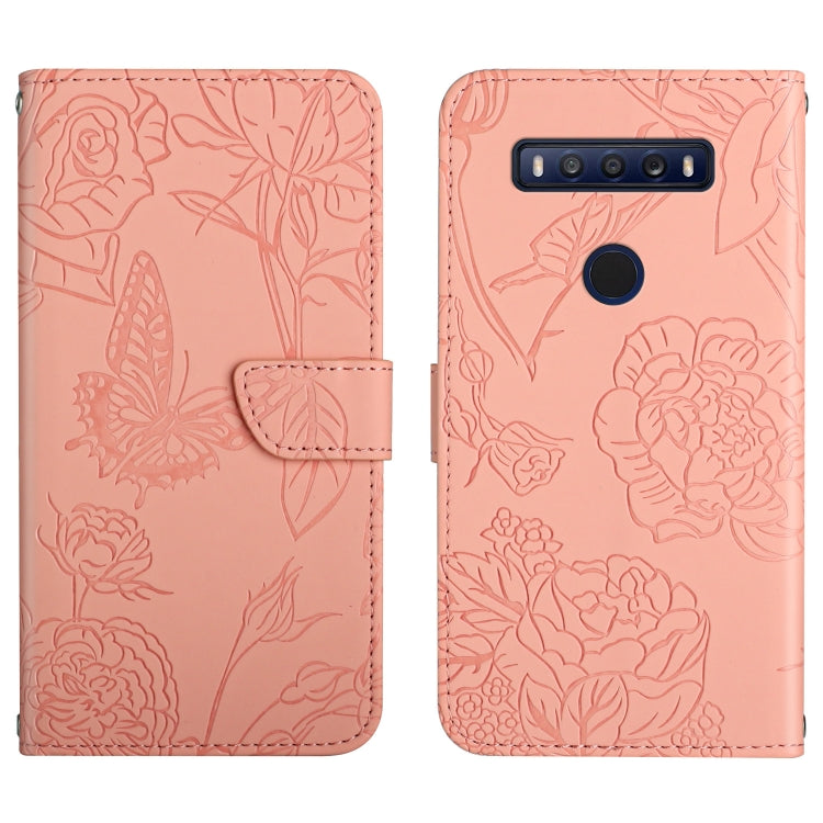 Skin Feel Butterfly Peony Embossed Leather Phone Case, For TCL 10 SE, For TCL 20 Pro 5G, For TCL 20 SE, For TCL 20 R 5G, For TCL 20S / 20 5G / 20L / 20L+