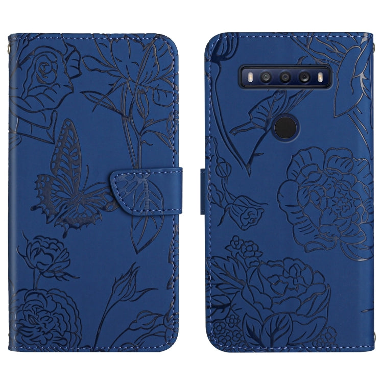 Skin Feel Butterfly Peony Embossed Leather Phone Case, For TCL 10 SE, For TCL 20 Pro 5G, For TCL 20 SE, For TCL 20 R 5G, For TCL 20S / 20 5G / 20L / 20L+