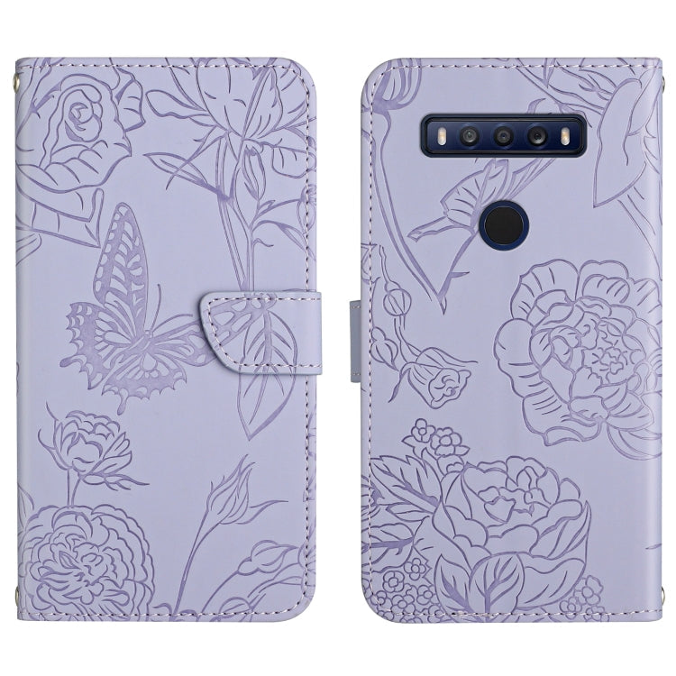 Skin Feel Butterfly Peony Embossed Leather Phone Case, For TCL 10 SE, For TCL 20 Pro 5G, For TCL 20 SE, For TCL 20 R 5G, For TCL 20S / 20 5G / 20L / 20L+