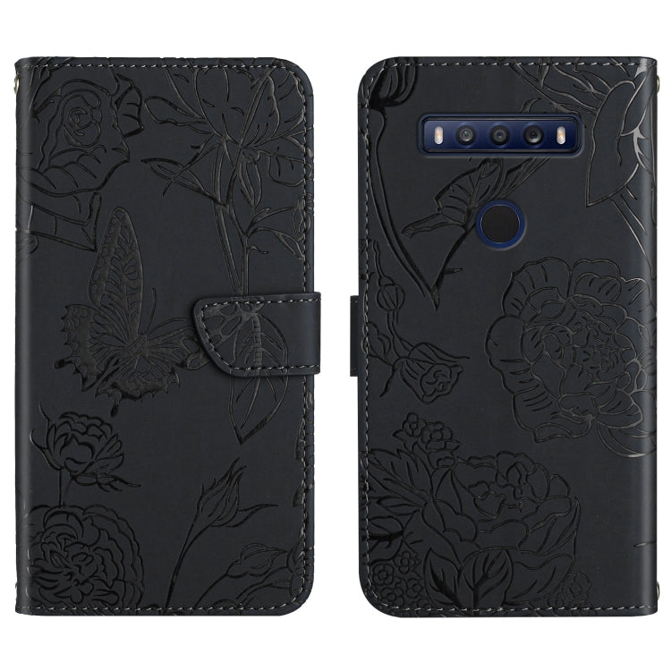 Skin Feel Butterfly Peony Embossed Leather Phone Case, For TCL 10 SE, For TCL 20 Pro 5G, For TCL 20 SE, For TCL 20 R 5G, For TCL 20S / 20 5G / 20L / 20L+