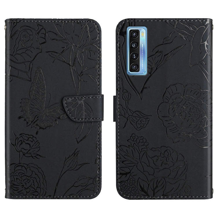 Skin Feel Butterfly Peony Embossed Leather Phone Case, For TCL 10 SE, For TCL 20 Pro 5G, For TCL 20 SE, For TCL 20 R 5G, For TCL 20S / 20 5G / 20L / 20L+