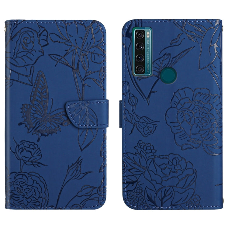 Skin Feel Butterfly Peony Embossed Leather Phone Case, For TCL 10 SE, For TCL 20 Pro 5G, For TCL 20 SE, For TCL 20 R 5G, For TCL 20S / 20 5G / 20L / 20L+