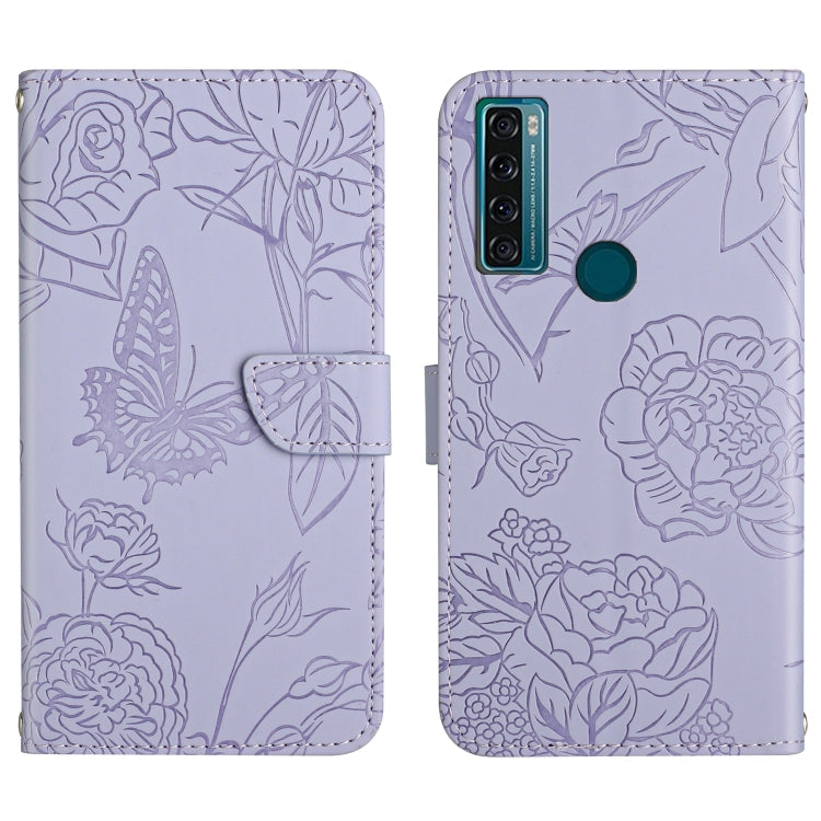Skin Feel Butterfly Peony Embossed Leather Phone Case, For TCL 10 SE, For TCL 20 Pro 5G, For TCL 20 SE, For TCL 20 R 5G, For TCL 20S / 20 5G / 20L / 20L+