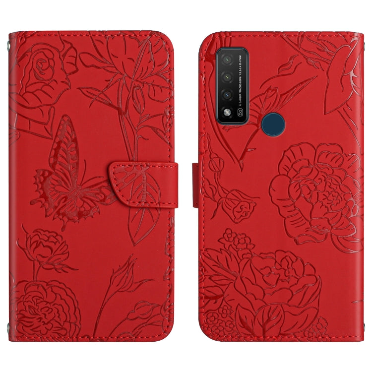 Skin Feel Butterfly Peony Embossed Leather Phone Case, For TCL 10 SE, For TCL 20 Pro 5G, For TCL 20 SE, For TCL 20 R 5G, For TCL 20S / 20 5G / 20L / 20L+